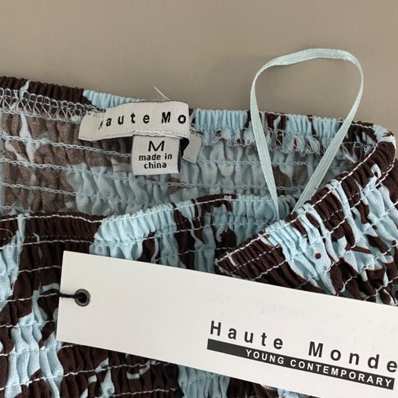 NWT 2 Piece Wide Leg Pants Set Chocolate Brown Floral Sz M - Picture 10 of 14